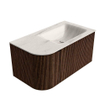 MONDIAZ KURVE-DLUX Meuble de salle de bains 85 cm arrondi à gauche couleur Walnut avec 1 tiroir et 1 porte. Lavabo CLOUD à droite 1 trou de robinet Meli. SW1432039