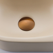 QeramiQ Fuente Ensemble de lavabo - 40x21.5x12cm - droite - lisse - demi-rond - 1 trou de robinet - céramique - robinet de lavabo cuivre brossé - bonde - siphon abaissé - beige SW1232840