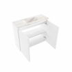 MONDIAZ TURE-DLUX Meuble de toilettes 60 cm Talc. EDEN vasque Frappe position milieu. Sans trou de robinet. SW1102587