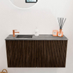 Mondiaz JOYA-DLUX 80cm toiletmeubel - kleur Walnut - Wastafel FAYE positie Links 1 kraangat kleur Sombra. SW1424730