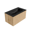 MONDIAZ KURVE 80cm Meuble salle de bain - couleur Oak - 1 tiroir - vasque BIG SMALL centre - 1 trou de robinet - Urban SW1138370