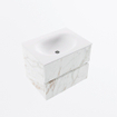 Mondiaz VICA ensemble de meuble de salle de bain - 60cm - meuble sous-vasque carrara - 2 tiroirs - lavabo moon milieu - sans trous de robinet - version haute de 60cm - talc SW1083443