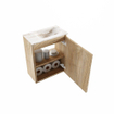 MONDIAZ TURE-DLUX Meuble toilette - 40cm - Washed Oak - EDEN - vasque Frappe - position droite - 1 trou de robinet SW1103041