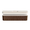MONDIAZ THOR-DLUX 200cm badmeubel ronding links + rechts kleur Walnut met 2 lades en 2 deuren. Vrijhangende wastafel CLOUD Midden 1 kraangat kleur Meli. SW1467101