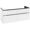 Villeroy & Boch Subway 3.0 meuble sous-lavabo - 130x55x45cm - avec poignée Volcano Black 1 découpe pour siphon panneau de particules Brilliant White SW701044