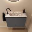 MONDIAZ TURE-DLUX Meuble toilette - 60cm - Dark Grey - EDEN - vasque Glace - position gauche - 1 trou de robinet SW1103239