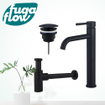 FugaFlow Eccelente Sobrado Badkamer Wastafelkraanset - verhoogde wastafelkraan - always open plug - design sifon - Mat zwart - Black Friday - SW1124182