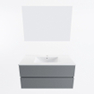 Mondiaz VICA ensemble de meuble de salle de bain - 100cm - meuble sous-vasque plata - 2 tiroirs - lavabo denia milieu - 1 trou de robinet - couleur Blanc Brillant - miroir LED - version XL 60cm haut SW1091984