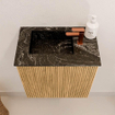 Mondiaz JOYA-DLUX 40cm toiletmeubel - kleur Oak - Wastafel FAYE positie Links 1 kraangat kleur Lava. SW1422008