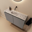 MONDIAZ TURE-DLUX Meuble toilette - 80cm - Smoke - EDEN - vasque Glace - position centrale - sans trou de robinet SW1103551