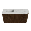 Mondiaz JOYA-DLUX 81.6cm toiletmeubel - ronding rechts kleur Walnut - Wastafel FAYE positie Links Zonder kraangat kleur Opalo. SW1422529
