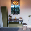Mondiaz ALAN-DLUX Ensemble de meuble - 110cm - meuble Army mat - 1 tiroir - Lavabo Cloud Lava suspendu - vasque Centre - 1 trou de robinet SW808351