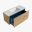Mondiaz CIRO-DLUX Ensemble de meubles de salle de bains - 110x45x50cm - Vasque solid surface Opalo - 1 bassin au centre - 1 trou de robinet - 2 tiroirs - Chêne SW1531011