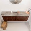 Mondiaz JOYA-DLUX 113.2cm toiletmeubel - ronding links en rechts kleur Ruby - Wastafel FAYE positie Midden 1 kraangat kleur Oza. SW1425556