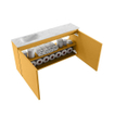 MONDIAZ TURE-DLUX meuble WC 100 cm Ocher. EDEN lavabo Opalo position gauche. Sans trou de robinet. SW1105188