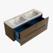 Mondiaz CIRO-DLUX Meuble de salle de bains - 130x45x50cm - Plan vasque solid surface Frappe - 2 vasques double - sans trous de robinetterie - 4 tiroirs - Dusk SW1532820