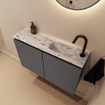 MONDIAZ TURE-DLUX Meuble toilette - 80cm - Dark Grey - EDEN - vasque Glace - position droite - 1 trou de robinet SW1103310