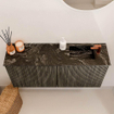Mondiaz JOYA-DLUX 90cm meuble de salle de bains - couleur Shadow - Vasque FAYE position Droite 1 trou de robinet couleur Lava. SW1422848