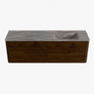 Mondiaz CIRO-DLUX Badkamermeubelset - 160x45x50cm - Solid surface wastafel Oza - 1 wasbak Rechts - 1 kraangat - 4 lades - Walnut SW1530654