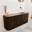 Mondiaz JOYA-DLUX Meuble de salle de bains - 91,6cm - arrondi gauche couleur Walnut - Vasque FAYE position droite Sans trou de robinet couleur Oza SW1424589