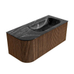 MONDIAZ KURVE-DLUX 105cm Meuble salle de bain avec module 25 G - couleur Walnut - 1 tiroir - 1 porte - vasque BIG SMALL droite - 1 trou de robinet - couleur Lava SW1137260