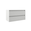 Saniclass Chaci Ensemble meuble de salle de bains - 100x46x55cm - vasque en céramique blanche - 1 lavabo ovale - 1 trou de robinetterie - 2 tiroirs - blanc mat SW721291