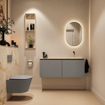 MONDIAZ TURE-DLUX Meuble toilette - 120cm - Smoke - EDEN - vasque Frappe - position droite - sans trou de robinet SW1103048