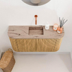 Mondiaz JOYA-DLUX 83.2cm toiletmeubel - ronding links en rechts kleur Oak - Wastafel FAYE positie Midden Zonder kraangat kleur Arena. SW1423885