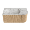 MONDIAZ KURVE-DLUX 95cm Meuble salle de bain avec module 25 D - couleur Oak - 1 tiroir - 1 porte - vasque BIG SMALL gauche - 1 trou de robinet - couleur Glace SW1137919