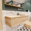 MONDIAZ LUSH Ensemble de meuble salle de bain - 120cm - 1 tiroir - lavabo BARCO - vasque à droite - 0 trous de robinet - chêne blanchi SW409560