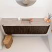 Mondiaz JOYA-DLUX 123.2cm toiletmeubel - ronding links en rechts kleur Walnut - Wastafel FAYE positie Midden 1 kraangat kleur Saba. SW1424686
