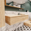 Mondiaz LUSH Meuble salle de bains avec 1 tiroir lavabo BARCO 150x30x45cm Droite sans trou de robinet Washed oak SW409610