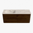 Mondiaz CIRO-DLUX Badkamermeubelset - 130x45x50cm - Solid surface wastafel Nata - 1 wasbak Links - 1 kraangat - 4 lades - Walnut SW1530599