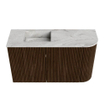 Mondiaz JOYA-DLUX Meuble de toilette 71,6cm - arrondi droit couleur Noyer - Vasque FAYE position Gauche 1 trou de robinet couleur Glace SW1422407