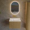 Mondiaz KURVE-DLUX Ensemble de meuble de salle de bains - 60x46x40cm - 1 tiroir - lavabo solid surface - central - sans trou de robinet - Dusk SW1414872