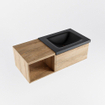 Mondiaz BUKLA Ensemble de meuble - 100x45x34cm - 0 trous de robinet - lavabo à droite - solid surface - Urban - sans poignée - 1 tiroir - Mélamine - Chêne blanchi SW705030