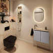 MONDIAZ TURE-DLUX Meuble toilette - 60cm - Plata - EDEN - vasque Frappe - position gauche - 1 trou de robinet SW1102922