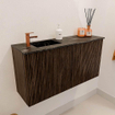 Mondiaz JOYA-DLUX 80cm toiletmeubel - kleur Walnut - Wastafel FAYE positie Links 1 kraangat kleur Lava. SW1422426