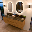 Mondiaz CIRO-DLUX Badkamermeubelset - 170x45x50cm - Solid surface wastafel Lava - 2 wasbak Dubbel - zonder kraangaten - 4 lades - Oak SW1531018