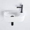 Fugaflow Efficiente Ensemble Fontaine Pietra - 40x21,5x12 cm - droite - rainurée - demi-ronde - 1 trou de robinet - céramique - robinet de fontaine noir mat - bouchon de vidange - siphon abaissé - blanc brillant SW1442435