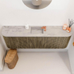 Mondiaz JOYA-DLUX 123.2cm toiletmeubel - ronding links en rechts kleur Dusk - Wastafel FAYE positie Midden 1 kraangat kleur Glace. SW1423214