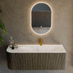 Mondiaz KURVE-DLUX Ensemble de meuble de salle de bains - 125x46x40cm - 1 tiroir - 1 porte - lavabo solid surface - droit - 1 trou de robinet - Shadow SW1414412