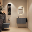 MONDIAZ TURE-DLUX Meuble toilette - 80cm - Dark Grey - EDEN - vasque Lava - position centrale - sans trou de robinet SW1103746