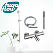 FugaFlow Eccelente Sobrado Mitigeur baignoire - avec barre curseur - douchette stick - flexible lisse - Inox brossé PVD SW1123981