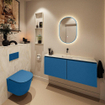 MONDIAZ TURE-DLUX meuble WC 120 cm Jeans. EDEN lavabo Ostra position milieu. Sans trou de robinet. SW1104888