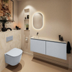 MONDIAZ TURE-DLUX Meuble toilette - 120cm - Clay - EDEN - vasque Ostra - position gauche - sans trou de robinet SW1104821