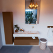 Mondiaz ALAN-DLUX Ensemble de meuble - 120cm - meuble Rust mat - 1 tiroir - Lavabo Cloud Frappe suspendu - vasque Droite - 0 trous de robinet SW805388