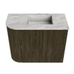 Mondiaz JOYA-DLUX Meuble de salle de bains 51,6cm - arrondi gauche couleur Shadow - Vasque FAYE position Droite 1 trou de robinet couleur Glace SW1422769