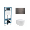 QeramiQ Dely Swirl Toiletset - inbouwreservoir Qeramiq Flush - 35mm zitting - metaal gunmetal bedieningsplaat - rechthoekige knoppen - mat wit SW1578424