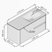 Mondiaz CIRO-DLUX Ensemble de meubles de salle de bains - 110x45x50cm - lavabo solid surface Sombra - 1 vasque à droite - 1 trou de robinet - 2 tiroirs - chêne SW1531226